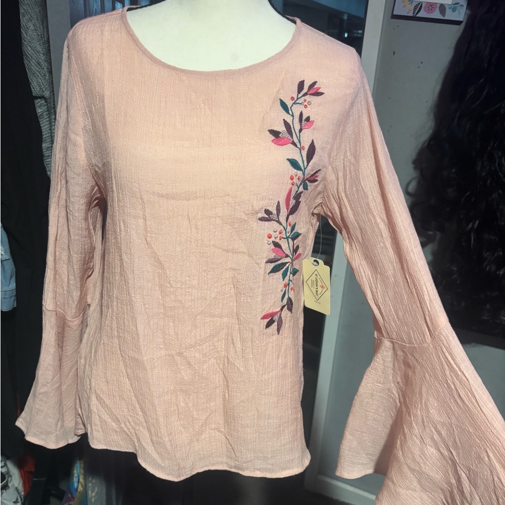 NWT Floral Embroidered Pink Women's Top